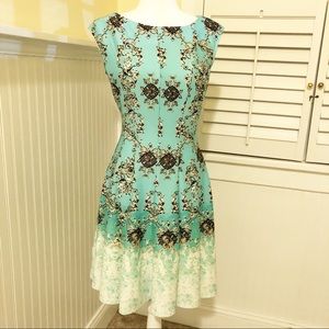 Danny & Nicole EUC Turquoise/White Dress - Sz 8